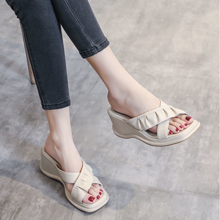 Giày Sandal Đế Dày Bằng Da Mềm Thời Trang Đi Biển Mùa Hè