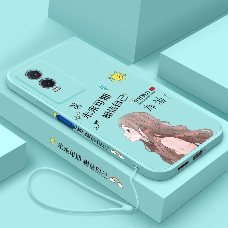 Ốp Điện Thoại Silicon Có Dây Đeo Cho vivo Y21 2020 Z1 PRO Y55S Y51 2020 V21E Y71T Y76S