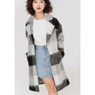 92Wear - Áo khoác dạ kẻ dáng suông