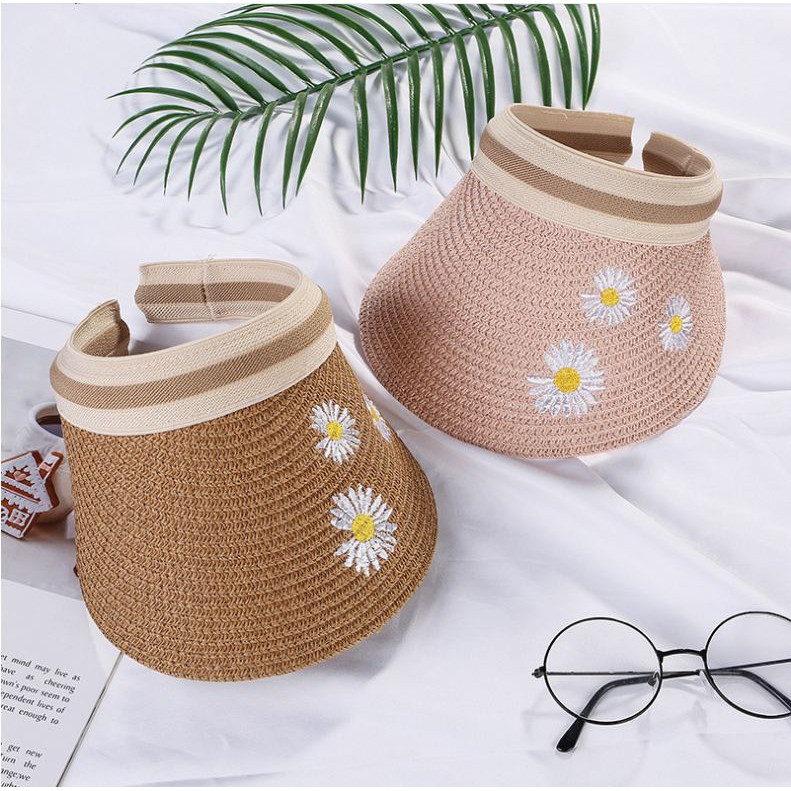 Mũ Cói Lưỡi Trai Nư In Hình Hoa Cúc