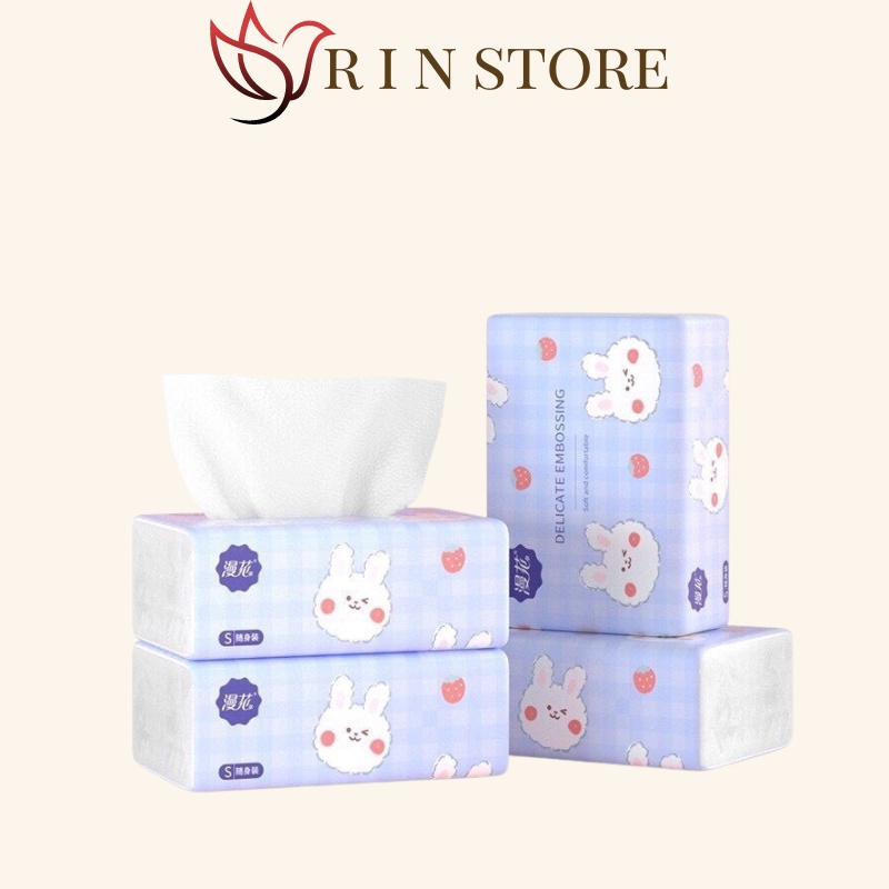 Khăn Giấy, Khăn Giấy Thỏ,1 Gói Giấy Ăn Thỏ Vỏ Xanh 4 Lớp