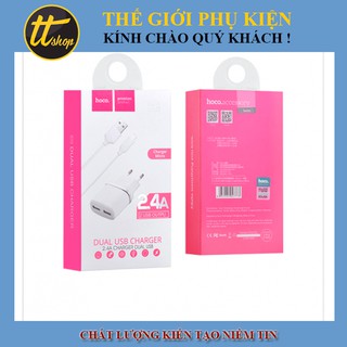Bộ củ sạc hoco c12 2.4a - 2 cổng usb micro / hỗ trợ sạc nhanh - thế giới phụ kiện số - tt shop