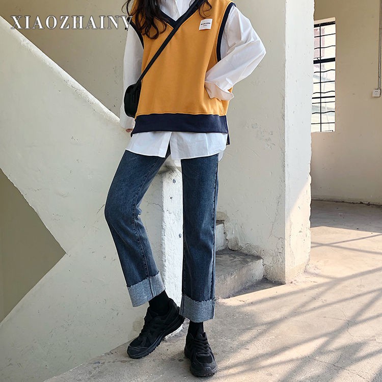 Quần Jeans Xiaozhainv Ống Thẳng Thời Trang Hàn Quốc Năng Động | BigBuy360 - bigbuy360.vn