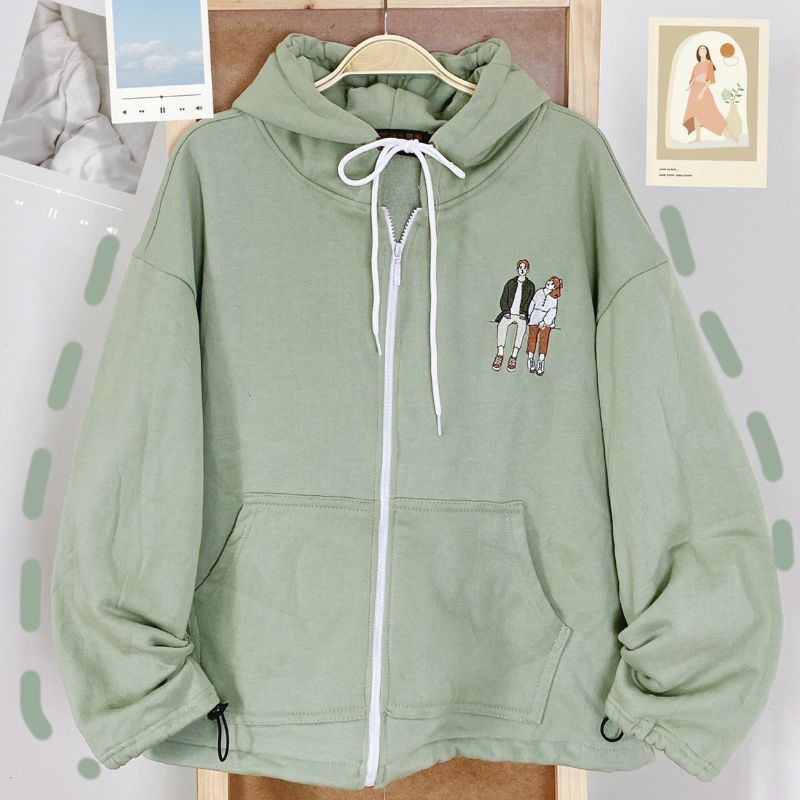 Áo Khoác Hoodie thêu LOVE unisex (Ảnh thật)