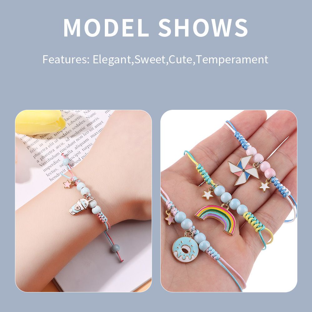 Vòng đeo tay dệt thủ công phối mặt hoạt hình dễ thương thời trang cho nữ