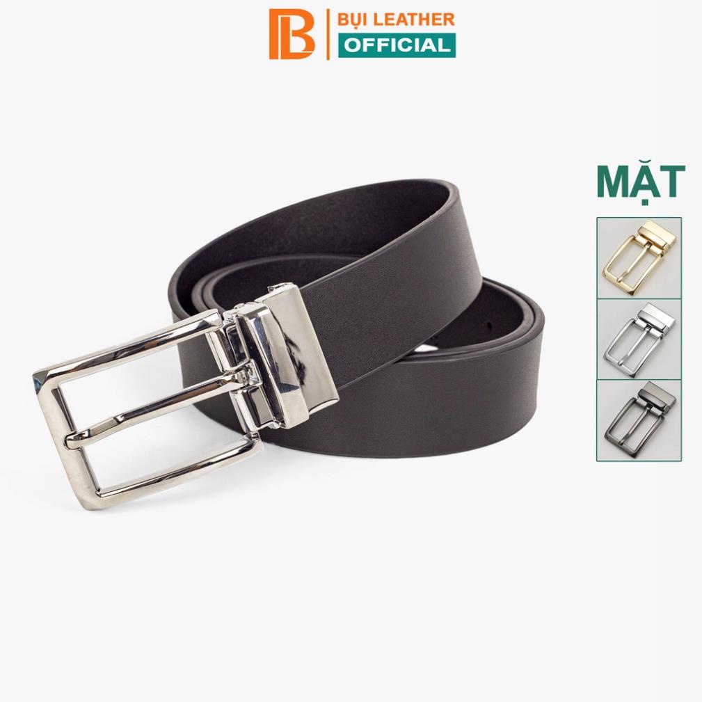 Thắt lưng nam Bụi Leather L112 da bò nguyên tấm-màu đen khóa cài !