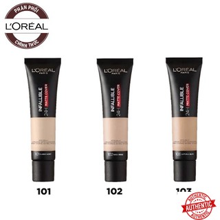 Kem nền kiềm dầu, lâu trôi l'oreal infallible 24h matte cover foundation spf16 pa+++ 35ml