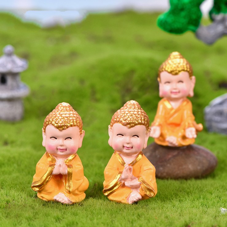 Mô hình Phật Tam Tạng với lá Bồ Đề trang trí tiểu cảnh, làm quà lưu niệm, cầu may mắn bình an