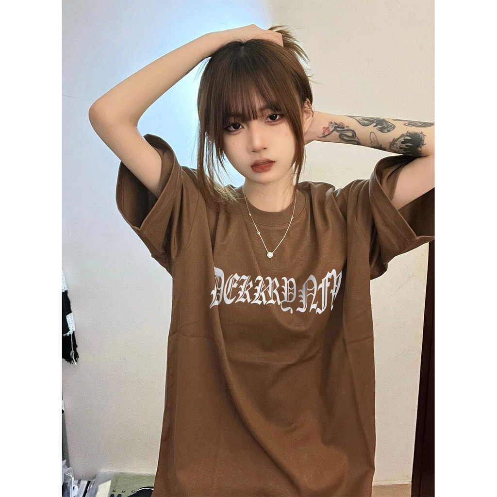 Áo thun tay ngắn 100% vải cotton phong cách đầu lâu thời trang retro Hong Kong cho nam nữ