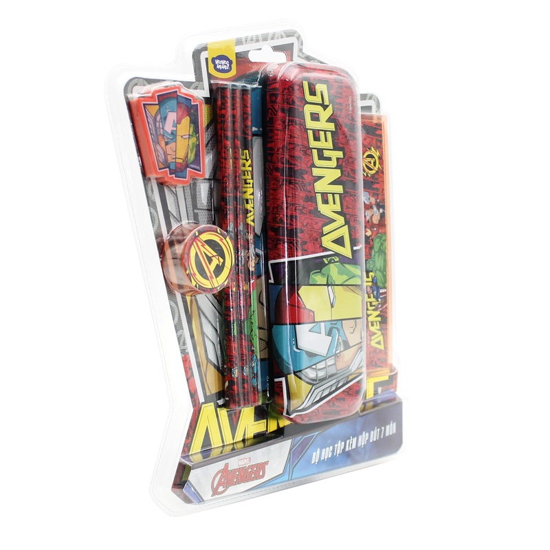Bộ Dụng Cụ Học Tập 7 Món Kèm Hộp Bút Marvel Avengers - HooHooHaHa® VPH12-1202