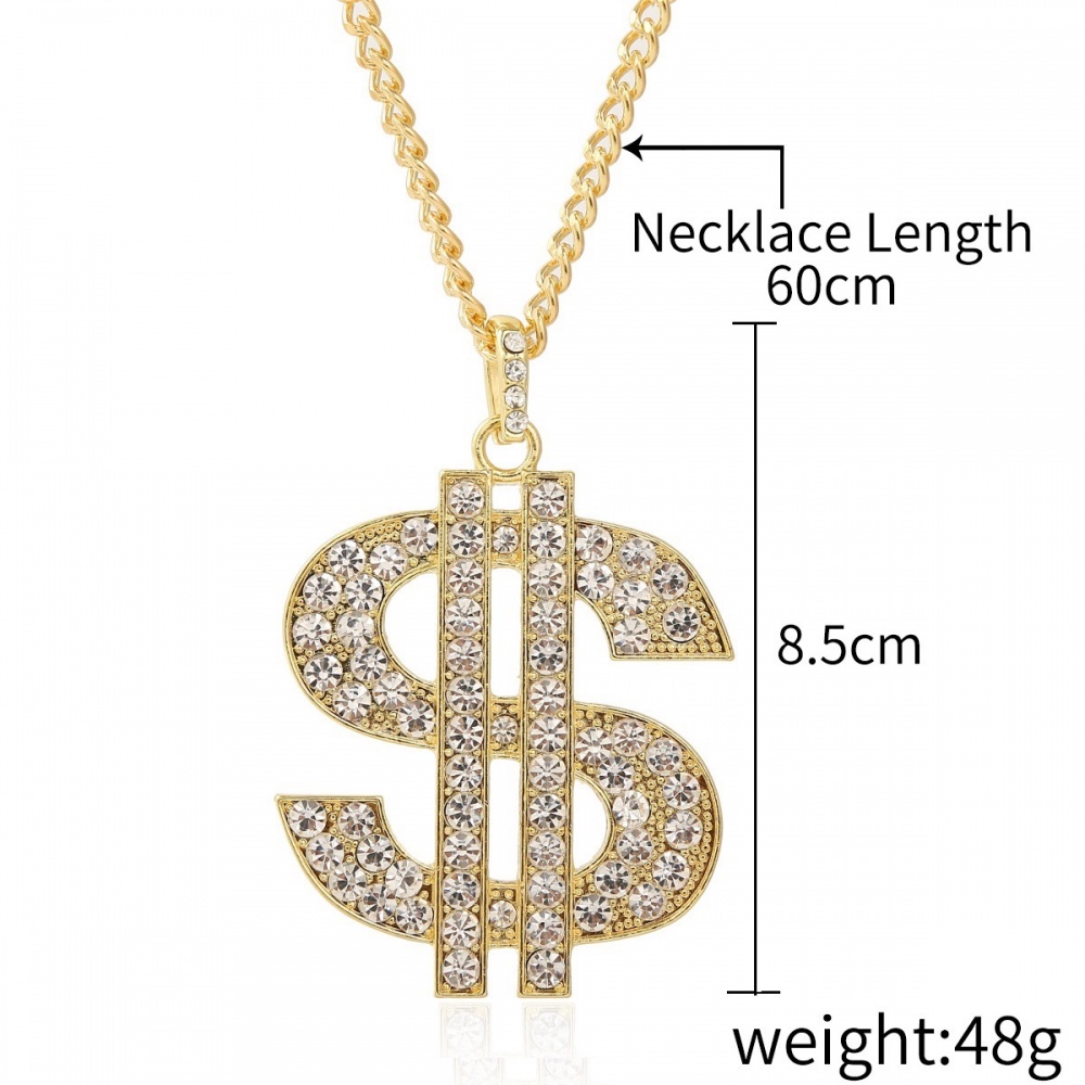 Vòng cổ Mặt Chữ Đính Đá Toàn Diện Phong Cách hip hop Âu Mỹ Dành Cho Nam Và Nữ