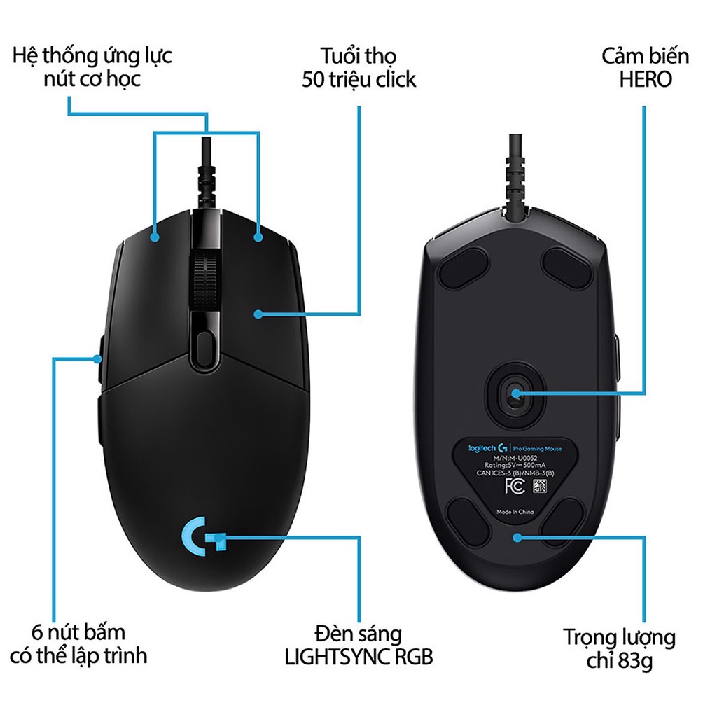 Chuột Logitech Pro Hero Gaming 16,000 DPI - Bảo hành chính hãng 2 năm