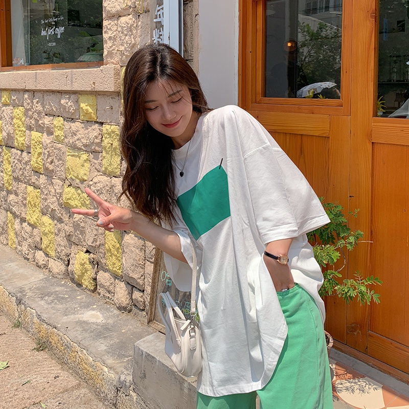 SUXI Áo Thun Tay Ngắn Cổ Tròn Dáng Rộng In Họa Tiết Đơn Giản Thời Trang Mùa Hè Dễ Phối Đồ