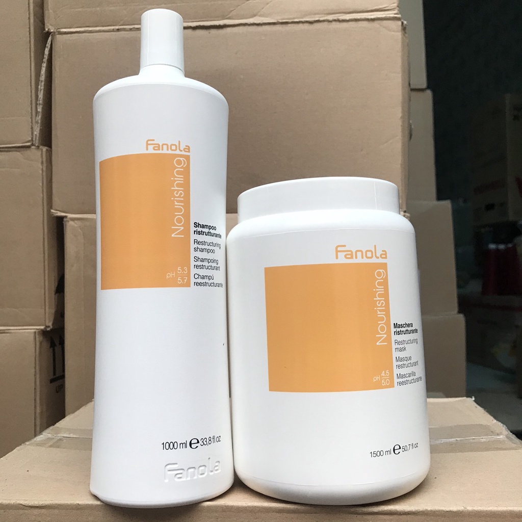 Combo Gội và hấp phục hồi tóc hư tổn Fanola Nuti Care 1000ml/1500ml