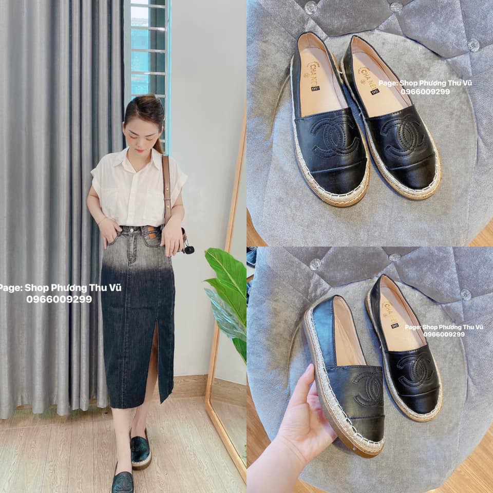 giày slipon chanel nữ đế cói siêu đẹp kèm ảnh thật tựu chụp