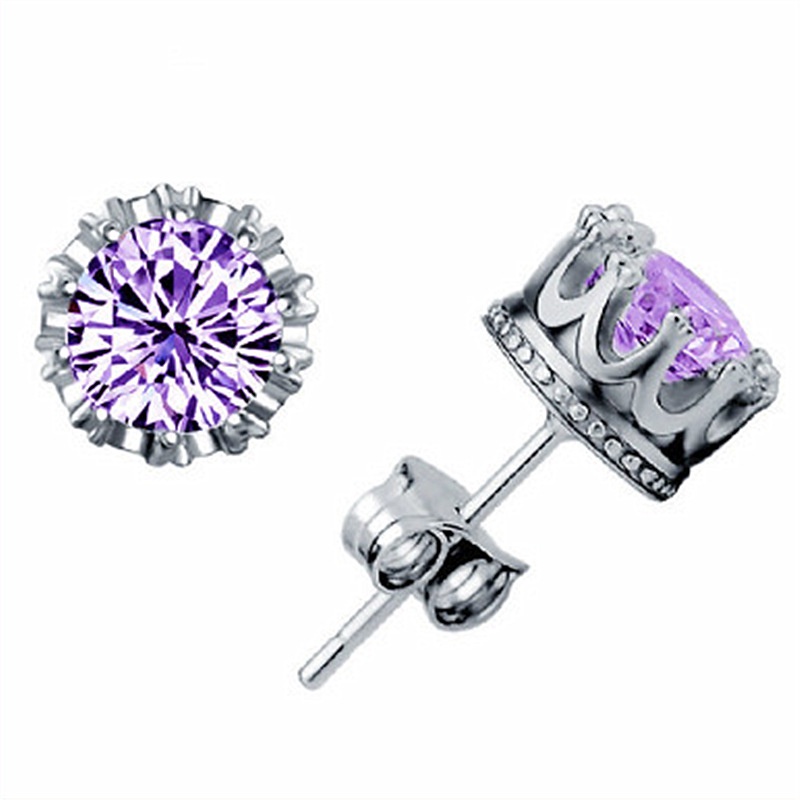 Bông tai mạ bạc 925 hình vương miện phong cách hàn quốc thời trang