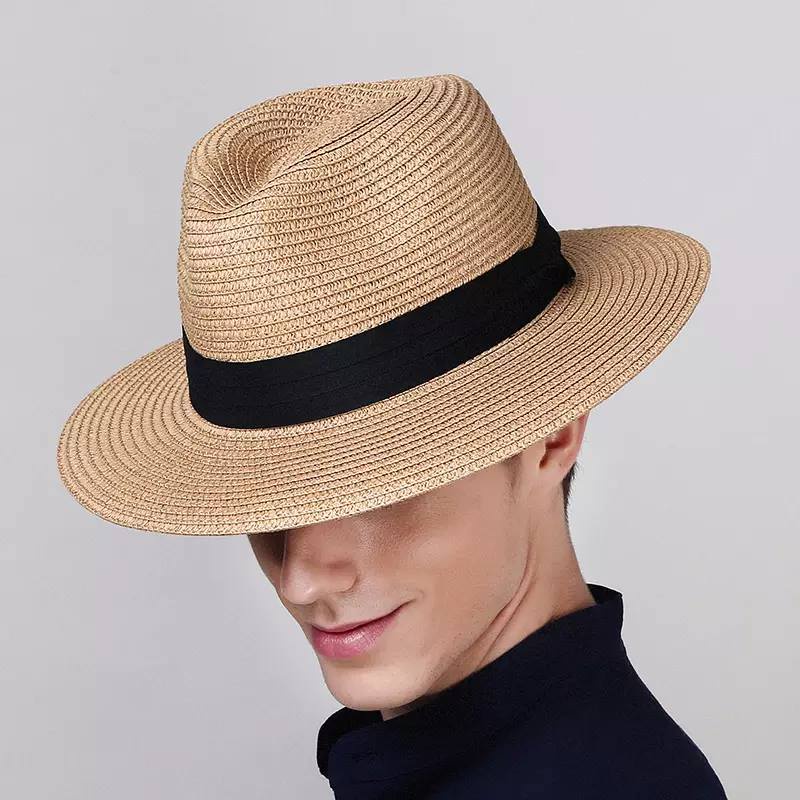 Mũ cói phớt nam - Fedora Black - vành rộng nơ đen