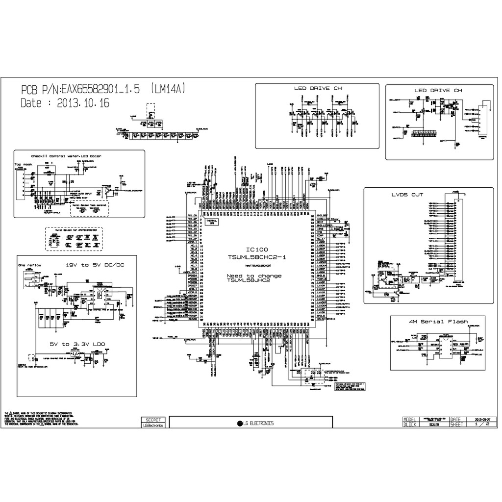 Hướng dẫn sửa chữa và sơ đồ màn LG 24MP57D