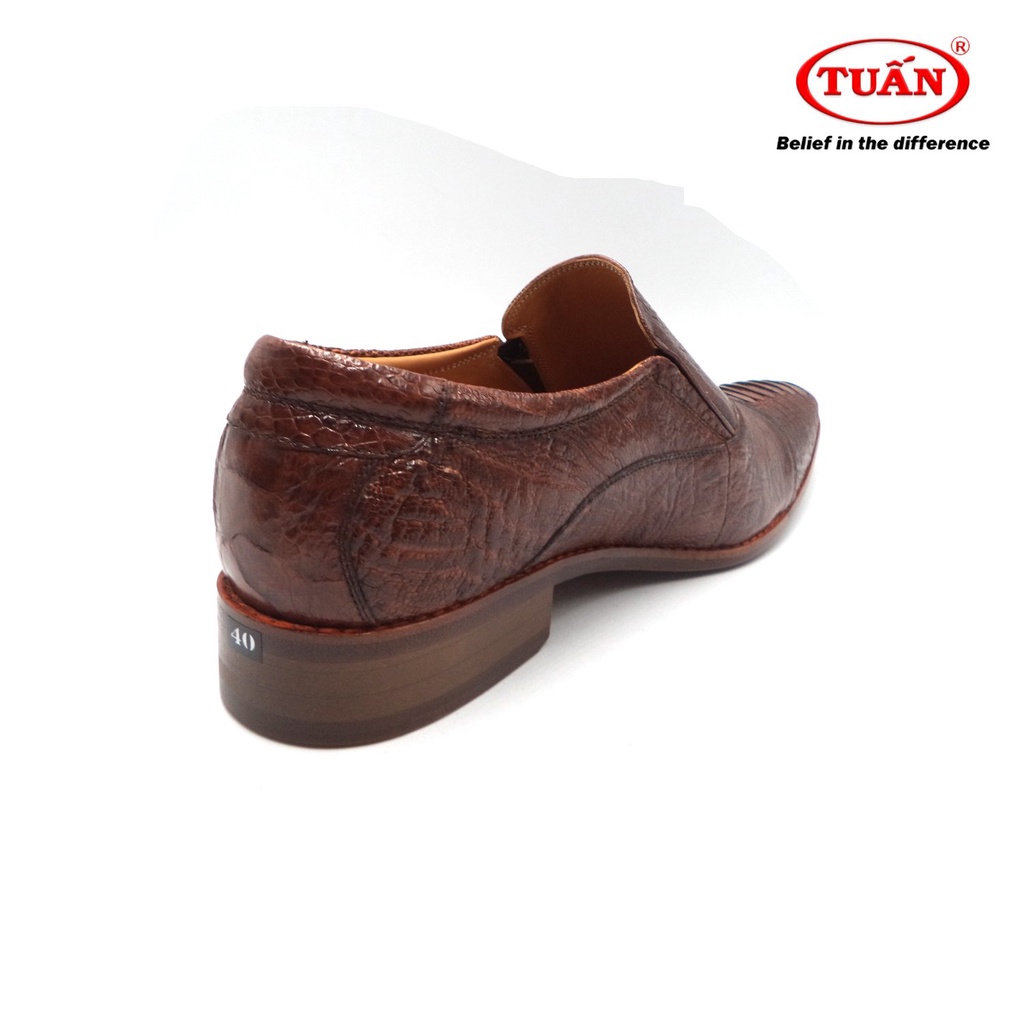Giày nam cao cấp da ĐÀ ĐIỂU đế DA khâu thủ công handmade thương hiệu Tuấn GXHU-174