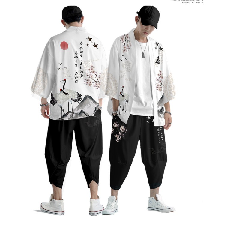 Set đồ Haori nam Kimono Yunhe Jiuxiao phong cách Nhật Bản siêu chất BSK09