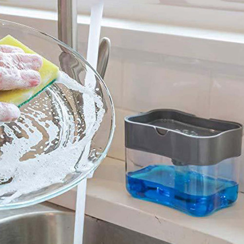 Kitchen Tray Sponge Holder Soap Dispenser Manual Soap Dispenser Hand Sanitizer Container