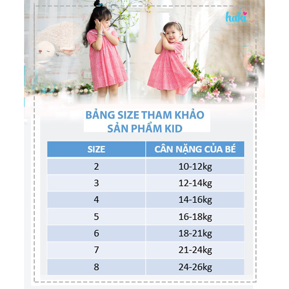 [Mã BMBAU50 giảm 7% tối đa 50K đơn 99K] Váy bé gái cánh tiên nhún eo dáng xòe HAKI HK510