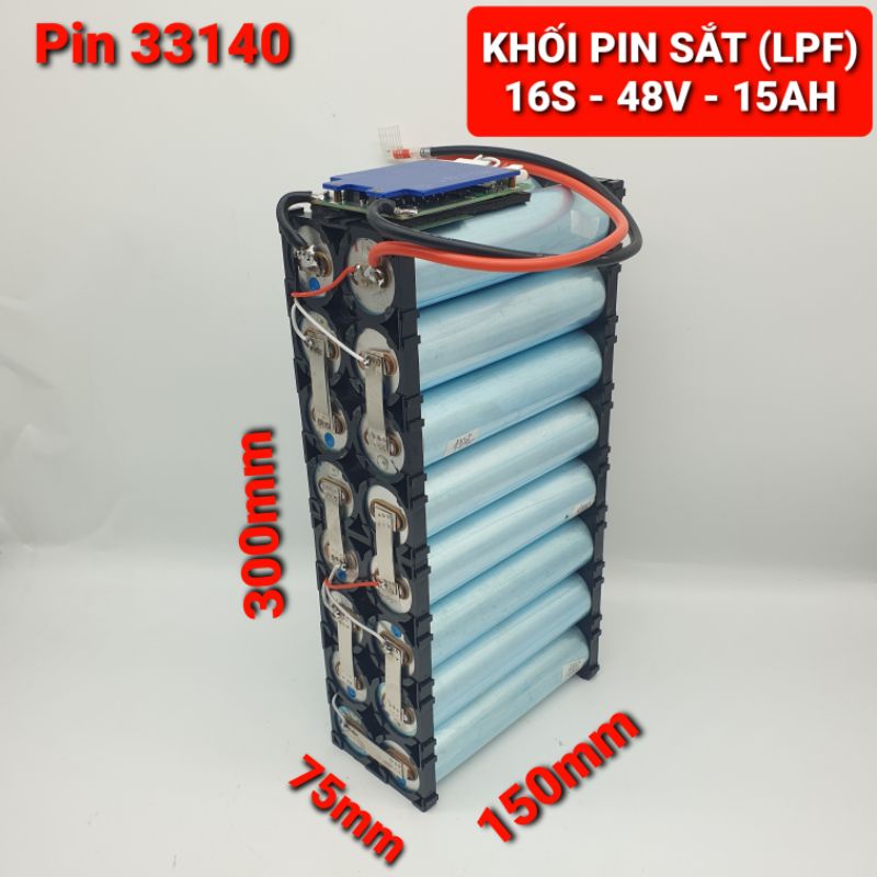 Achun.vn - KHỐI PIN SẮT XE ĐIỆN 48V/54V - 16S - 15AH XẢ 30A PIN 33140 - có bọc màng PVC