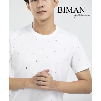Áo thun không cổ hoạ tiết dáng bó Biman - 052TRT