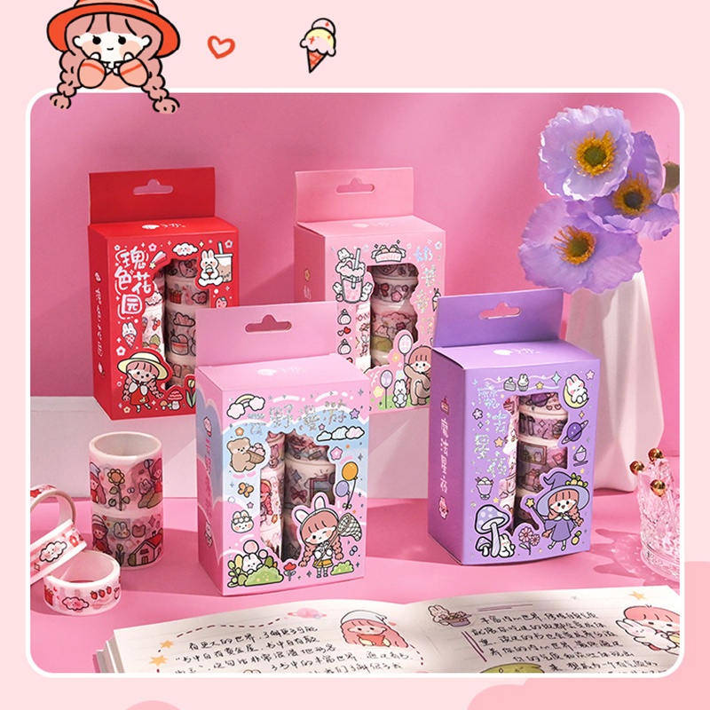 Set 10 Cuộn Băng Keo Dán Trang Trí Sổ Tay diy Hình Cô Gái Dễ Thương