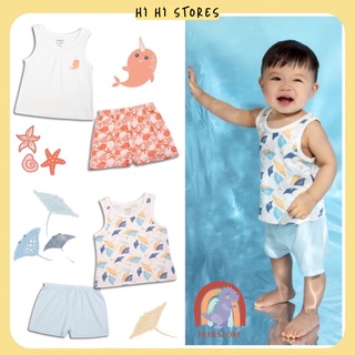 Chaang bộ cộc ba lỗ cho bé, đồ bộ bé trai bé gái chất cotton thoáng mát mùa hè Sea SS2022D02