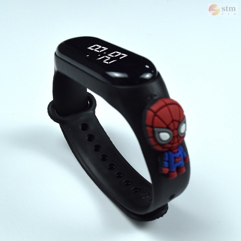 Đồng hồ đeo tay kỹ thuật số có đèn LED và dây đeo silicon chống nước họa tiết hoạt hình dễ thương cho bé trai và gái