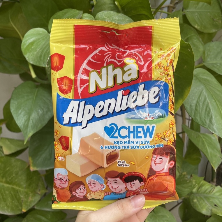 Kẹo Mềm Vị Sữa và Hương Trà Sữa Đường Đen Alpenliebe 2Chew (Gói 87.5g-nhỏ)