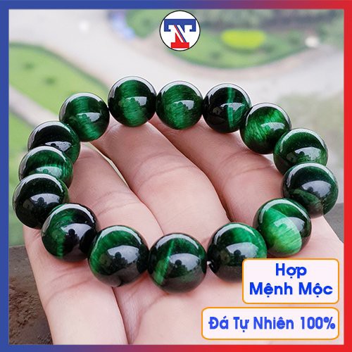 Vòng tay phong thủy mệnh mộc xanh lá cỡ hạt lớn dành cho nam, Vòng tay đá đem lại may mắn bình an - Tina Shop