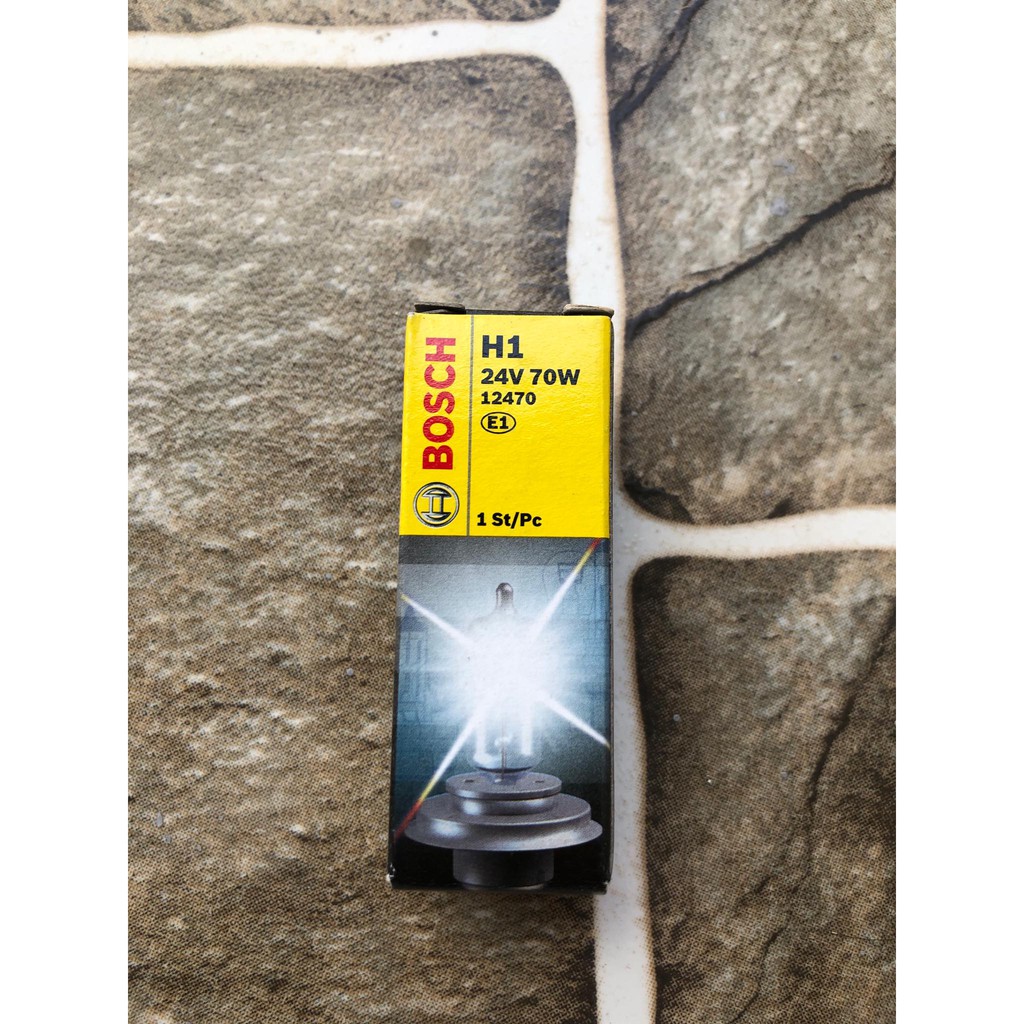 Bóng đèn Halogen Bosch H1-24V-55W, Thân thủy tinh, Ánh sáng vàng tiêu chuẩn