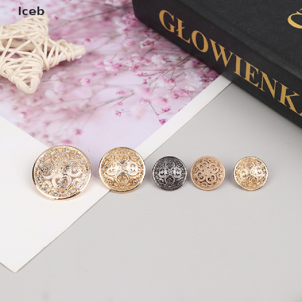 Ic Bộ 10 Nút Áo Khoác Blazer Bằng Kim Loại Khắc Họa Tiết Rỗng Cho Sổ Tay Áo Khoác