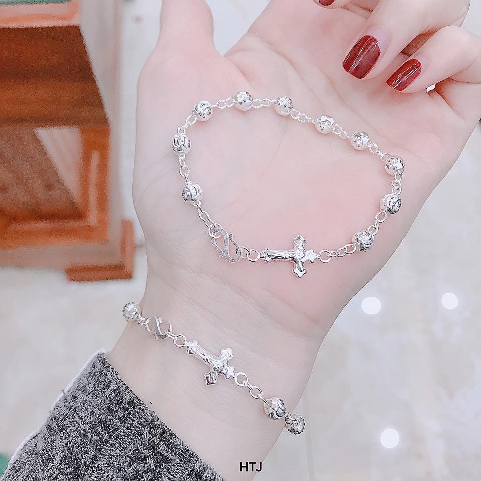 Lắc tay bạc hình thánh giá,đức mẹ _FREESHIP_ bạc sáng bóng,dày dặn
