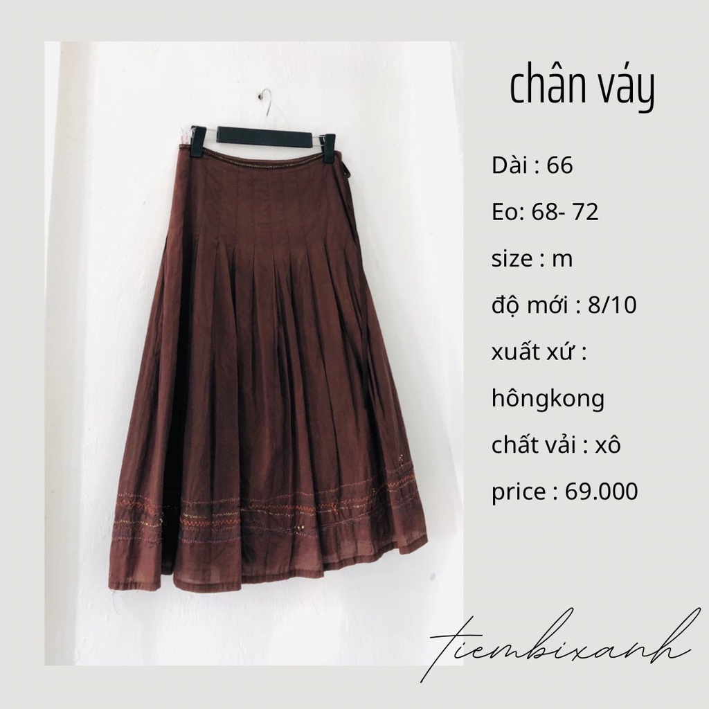 2hand- chân váy nâu dáng tennis cạp cao  - CV123 - tiembixanh