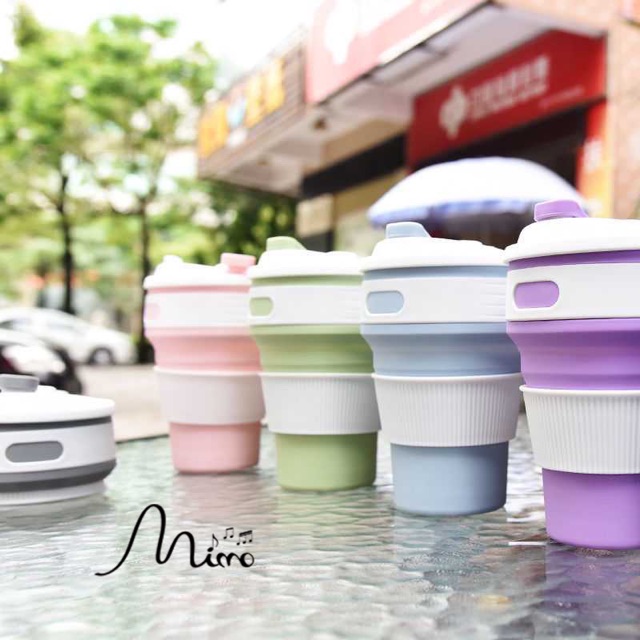 Cốc gấp gọn silicon chịu nhiệt 200 độ có nắp dung tích 350ml sẵn hàng 6 màu dễ dàng mang đi du lịch, dã ngoại | BigBuy360 - bigbuy360.vn