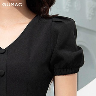Đầm nữ cổ tim tay chun GUMAC DA9244