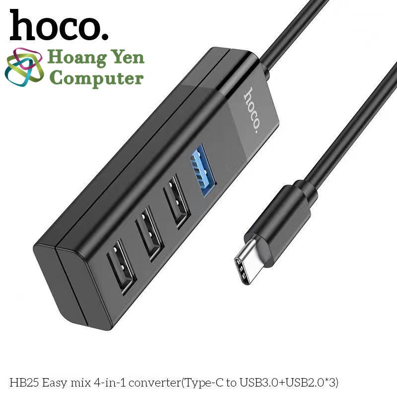 [TYPE C] Hub TYPE C ra USB 4 Cổng Hoco HB25 cho Laptop, Điện thoại - BH 1 năm - Hoàng Yến Computer