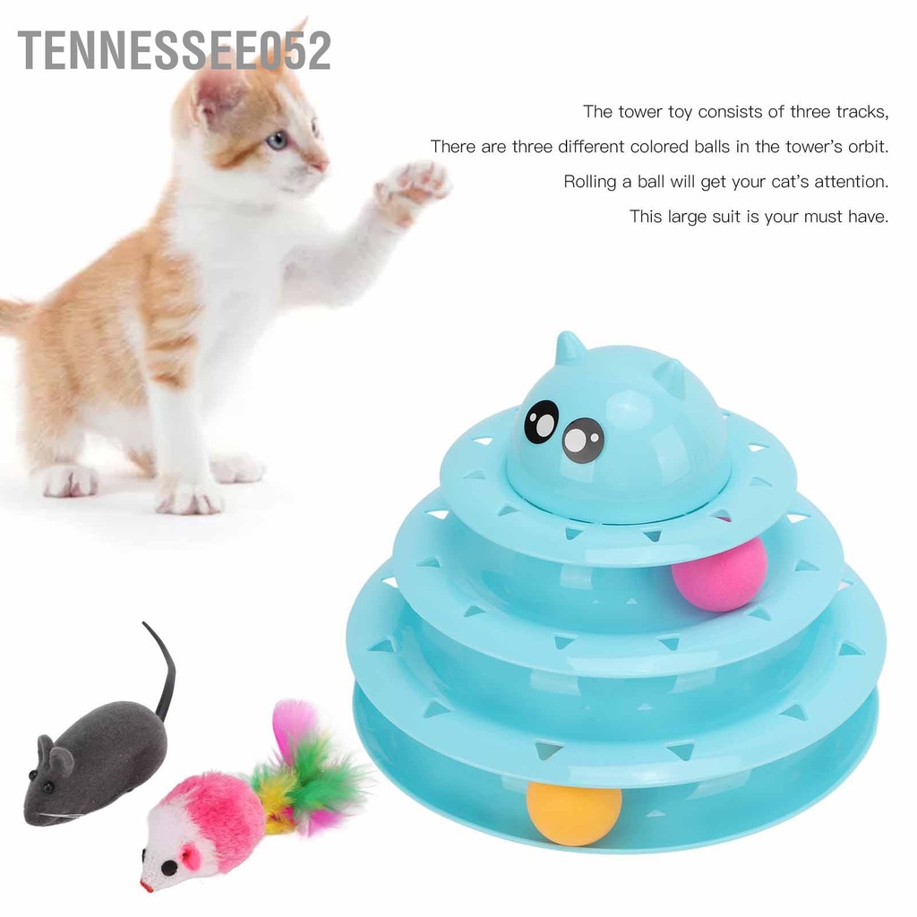 Tennessee052 Đồ chơi con mèo lăn 3 tầng Tháp tương tác đồ cho trong nhà