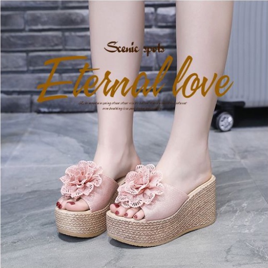 M & X~ Dép Sandal Đi Biển Đế Xuồng Dày Cao Chống Trượt Thời Trang Cho Nữ