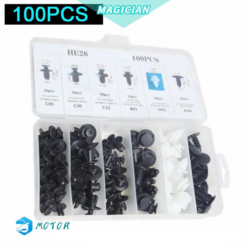 Bộ 100 Đinh Tán Bằng Nhựa Nhiều Màu Sắc Chuyên Dụng Cho Xe Hơi Fender