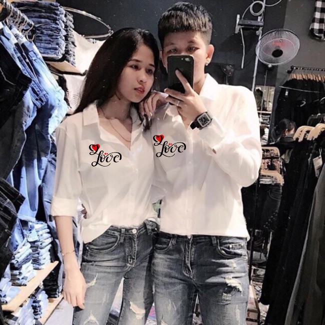 [Mã INCUBACK0608 hoàn 15K xu đơn 50K] Áo sơ mi cặp đôi tình nhân in chữ Love siêu đẹp-cực chất-giá 1 cái