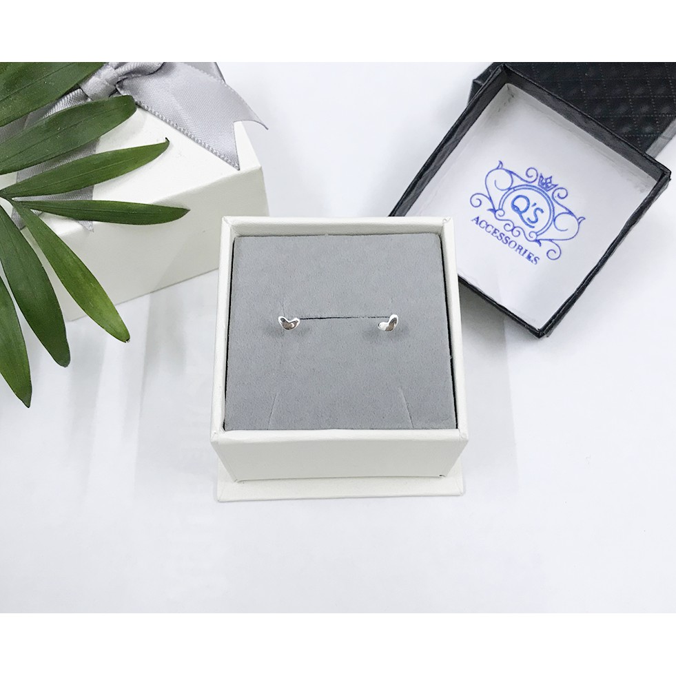 Khuyên tai bạc tim nhỏ mini bông tai nụ trái tim nhí S925 TINY HEART Silver Earrings QACCESSORIES - KÈM ẢNH THẬT