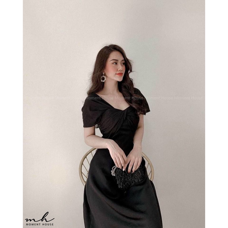 Đầm xòe phối xốp nhún xoắn v1, chân váy chất liệu tafta đứng form, hàng thiết kế phong cách sang chảnh