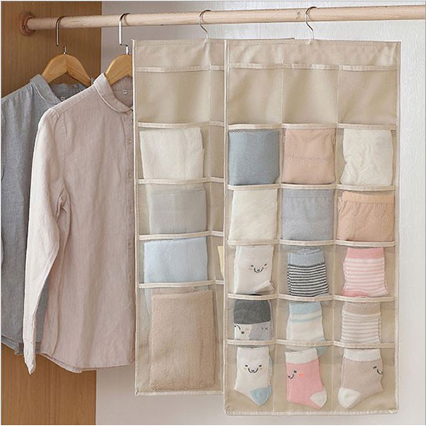Túi Treo Đồ Lót Treo Tất 2 Mặt 30 Ngăn Loại dày - Túi Vải Treo đựng đồ 30 Ô cao cấp