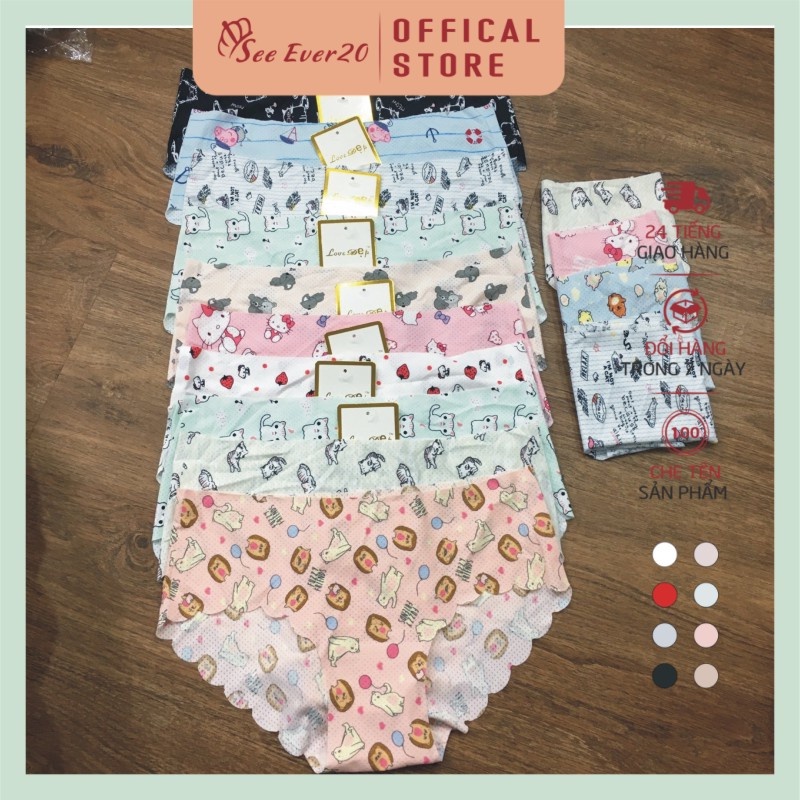 Quần Lót Đúc Su Thông Hơi Không Đường May Họa Tiết Dễ Thương 015