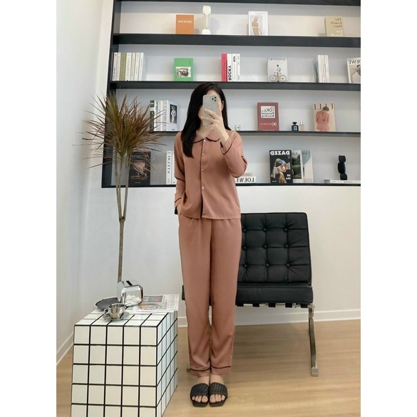 Bộ Pijama Mặc Nhà Cổ Sen Chất Lụa Latin Hàng Thiết Kế Cao Cấp