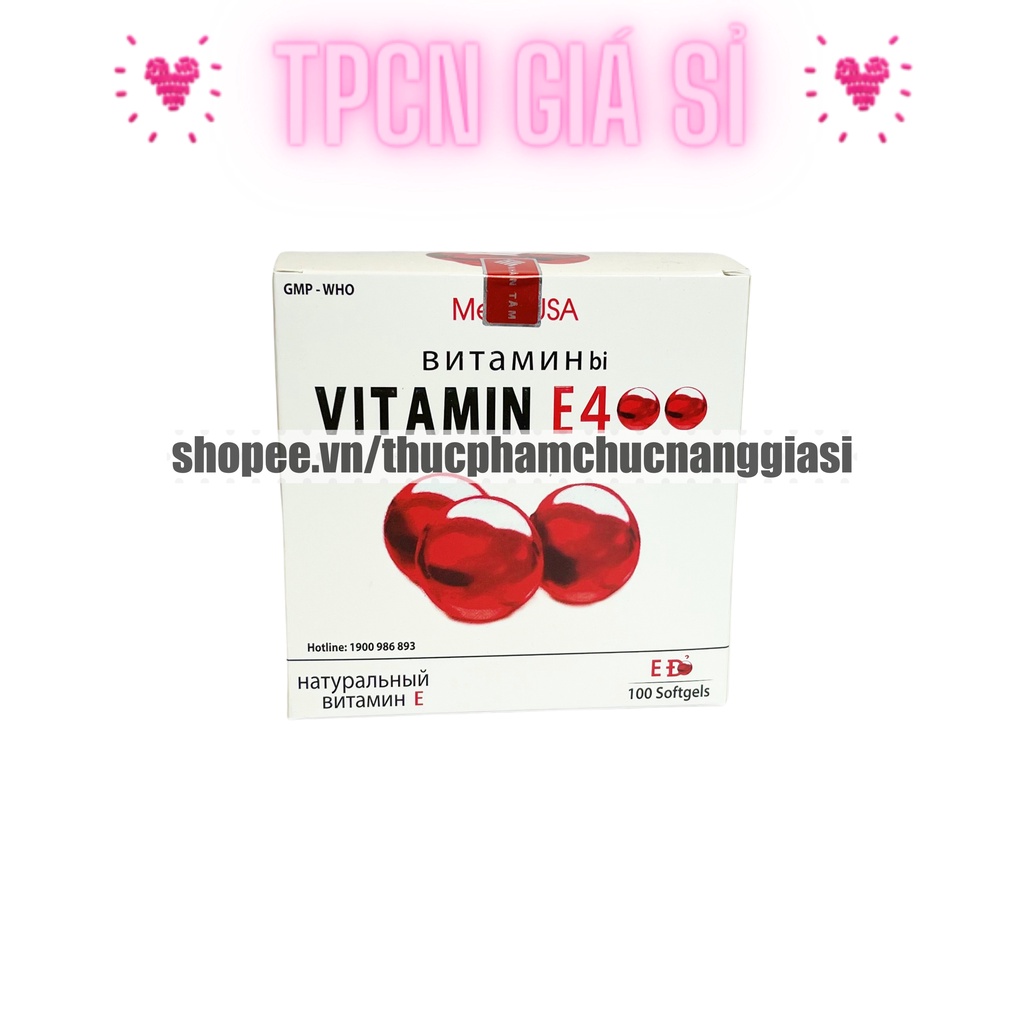 Viên uống VITAMINE ĐỎ bổ sung vitamin E giúp làm đẹp da, trắng da, hồi phục da nhăn nheo- Hộp 100 viên